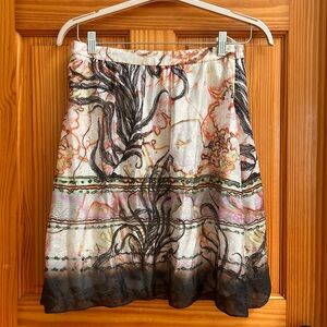 Emanuel Ungaro Cream and Black A-Line Print Skirt